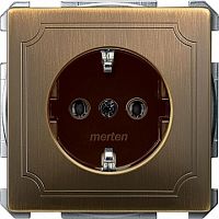 Розетка MERTEN SYSTEM DESIGN, скрытый монтаж, с заземлением, со шторками, античная | арт. MTN2401-4143 | Schneider Electric